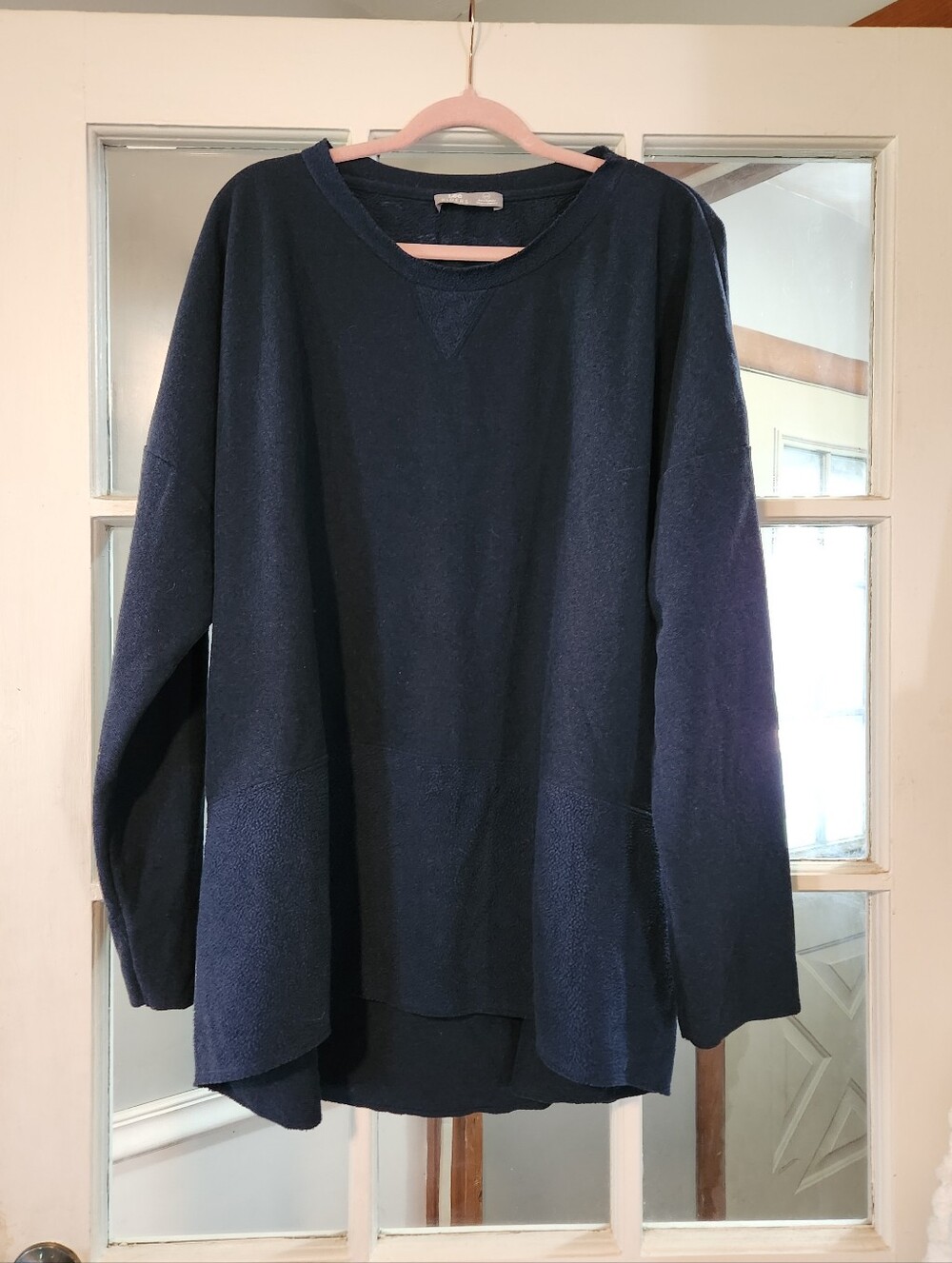 Lee Riders Navy Blue Tunic Sweatshirt Women’s Relaxed Hi Low Hem Pullover 3X